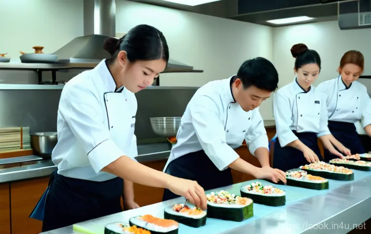 일식조리 실무 레시피 강의 - An elegant and artistic overhead shot of a perfectly plated Japanese sashimi assortment. The dish is...